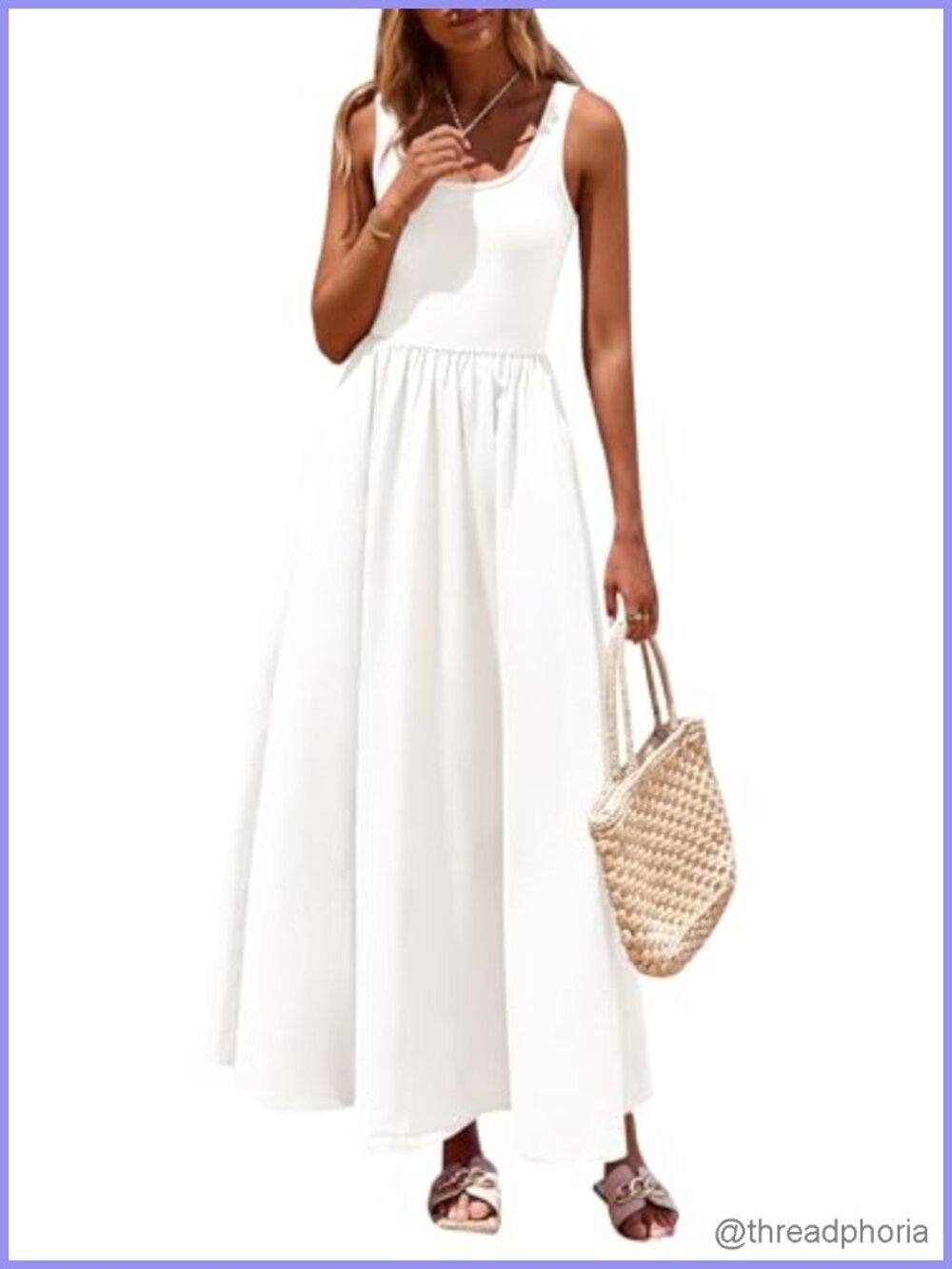 Sleeveless Scoop Neck Maxi Dress with Pockets - Summer